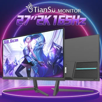 TIANSU 27인치 모니터 165hz 2K 게이밍 모니터 PC용 IPS 2560*1440 QHD 데스크탑 디스플레이 게이머 HDMI 144Hz 컴퓨터 모니터용