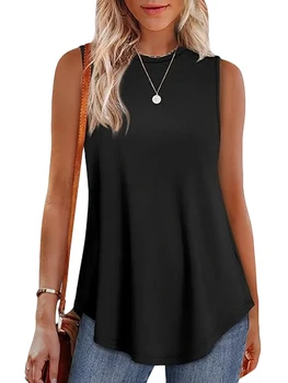 Women's Summer Crewneck Sleeveless Top Loose Fit Casual Tank Top for Sports Yoga Gym Running Daily Wear 1