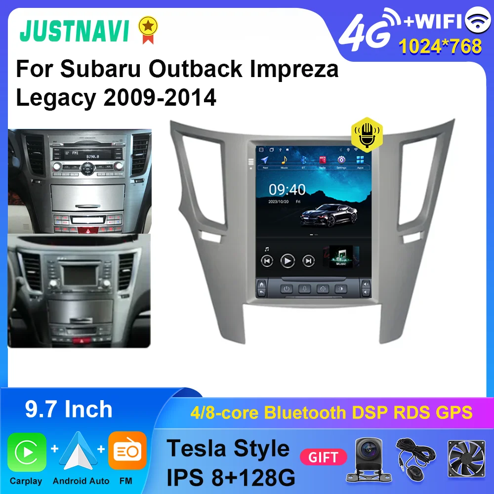 

JUSTNAVI for Subaru Outback Impreza Legacy 2009-2014 Car Radio Stereo 9.7 Inch Tesla Style Multimedia Carplay Navigation Player