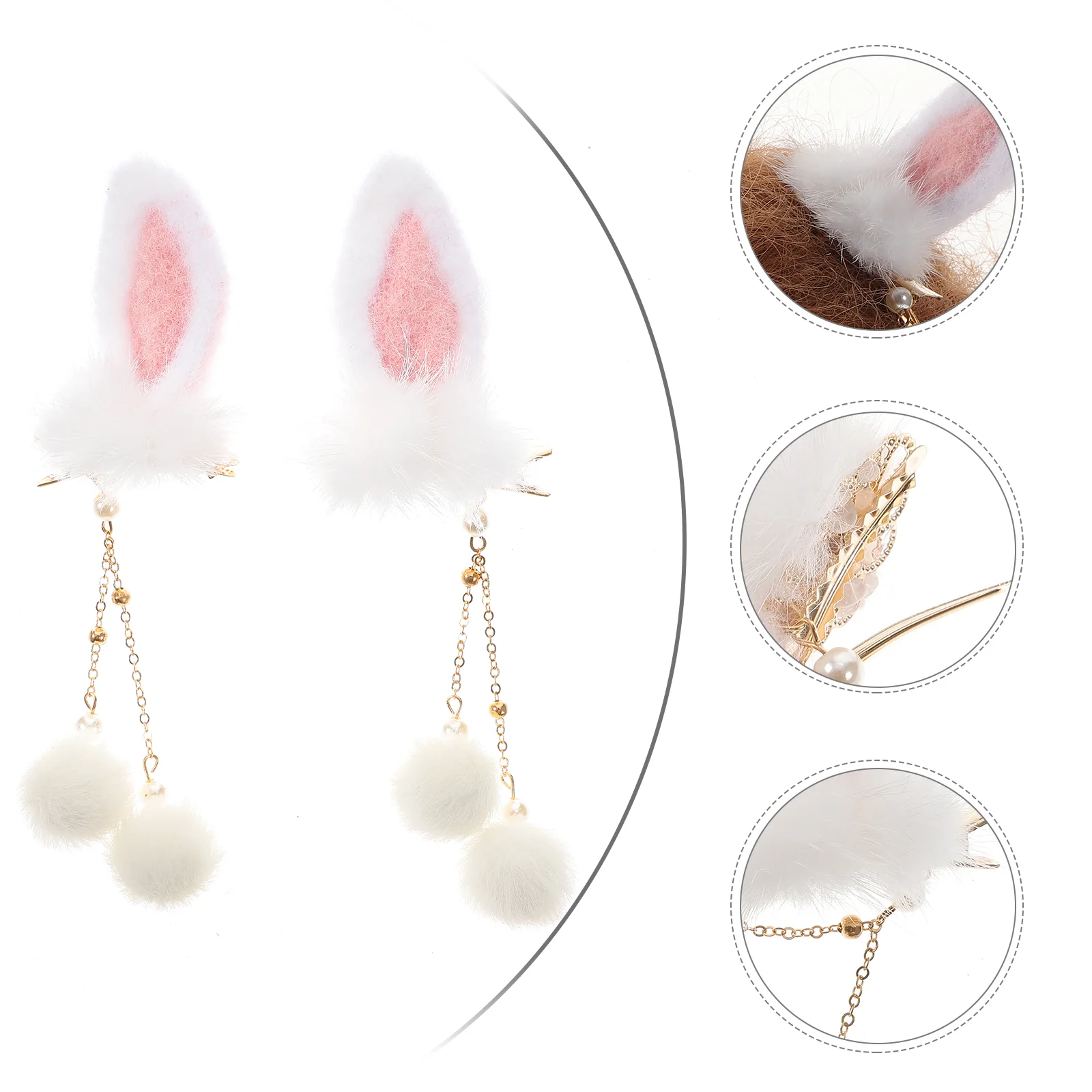 

Tassel Bunny Ear Hair Clip Child Clips for Girls Accessories Women Metal Barrette