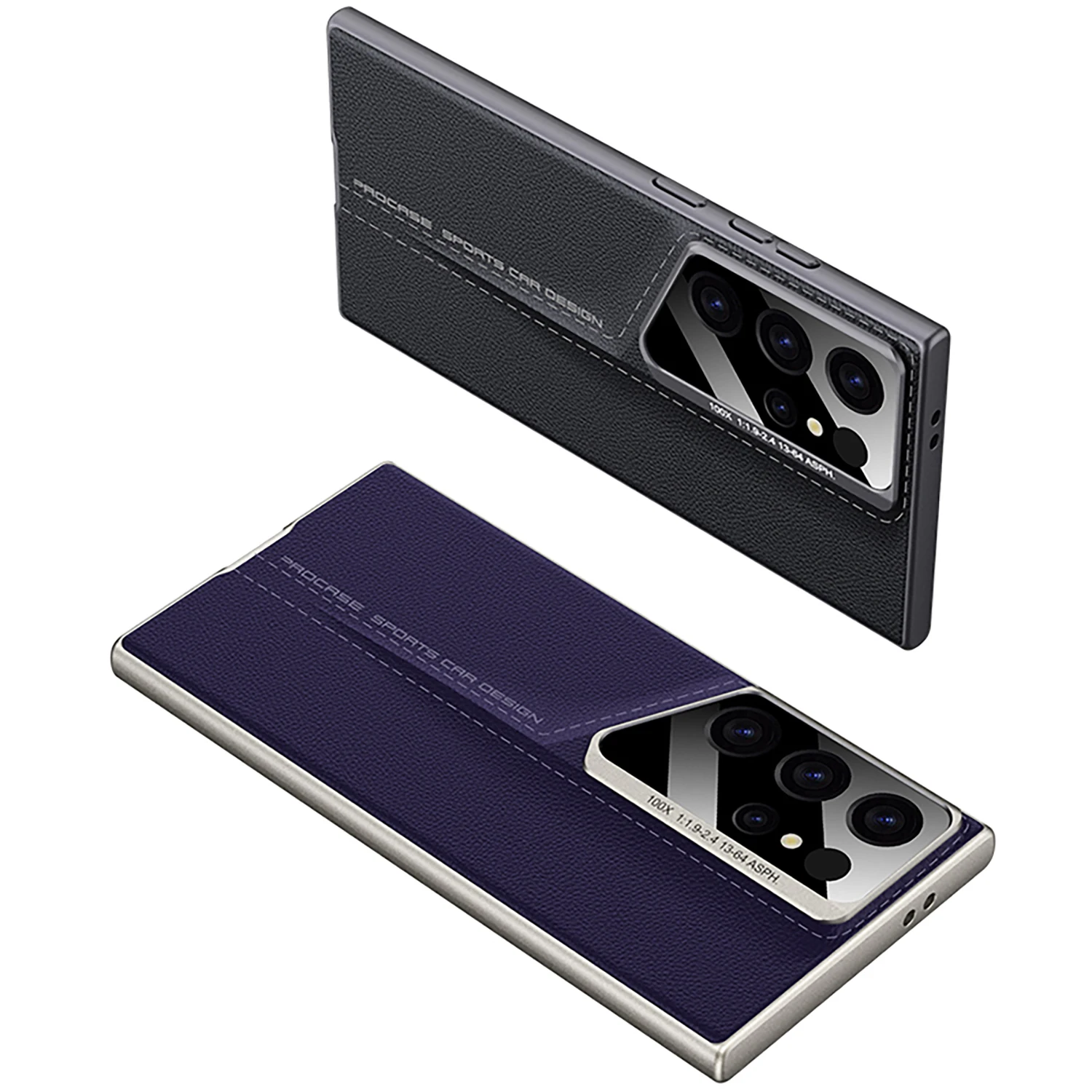For Samsung Galaxy s23 S24 Ultra Leather Case Blade with Metal Lens Protection Fashion Shatter-resistant Business high-end Shell