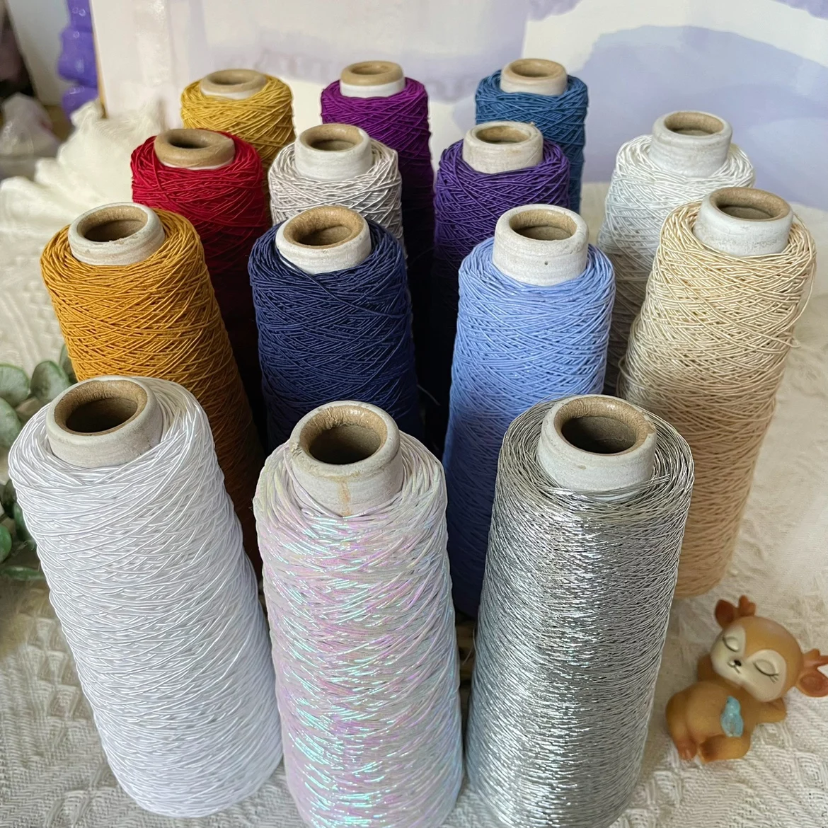 Core Spun Yarn, Lace Shaping Thread, 100g Silver Sparkle Yarn Popular Woven Small Silver Bag Woven Flash Core Wire