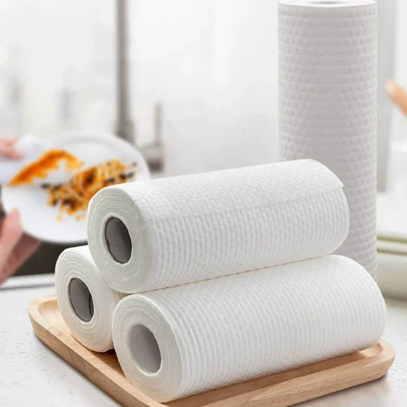 Disposable Lazy Rags Washable Paper Non-woven Dish Cloths Kitchen Roller Paper Cleaning Wipes Absorbent Towels Dishes Rags