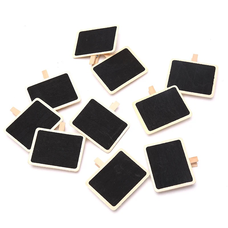 10 Pezzi Mini Lavagnette in Legno con Clip per Messaggi e Note, Decorazione per Casa e Negozio - immagine 5