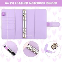 A5 PU Leather Binder Budget 6 Ring Notebook with Stylish Design ,Personal Organizer Binder Cover with Magnetic Buckle Closure 2