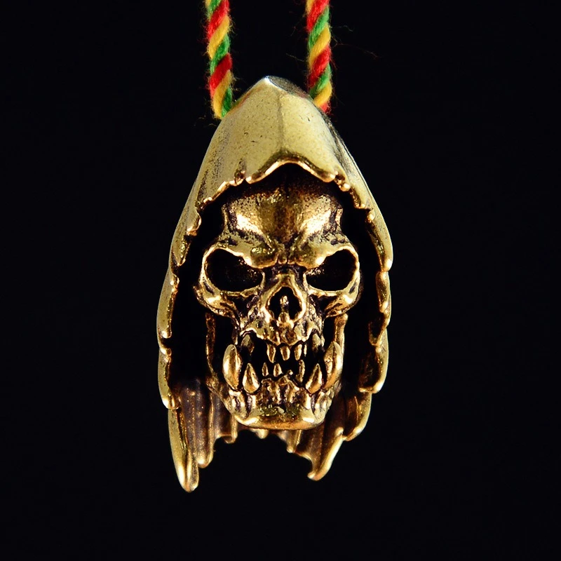 Brass Knife Bead DIY Paracord Bracelet Accessories Outdoor EDC Tool Umbrella Rope Lanyard Pendant Cloak Wander Orcish Skull Head