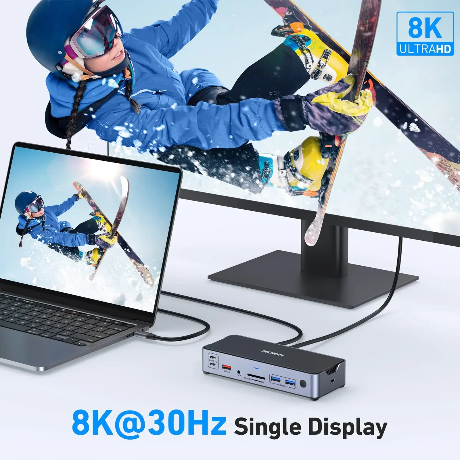 도킹 스테이션 USB C-듀얼 HDMI 어댑터, MOKiN USB C 허브, 윈도우용 듀얼 HDMI 모니터, 듀얼 HDMI USB C 어댑터, USB3.0