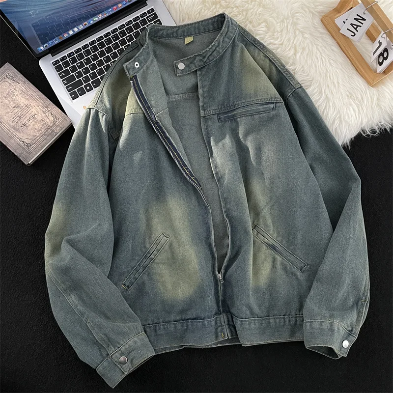 new men s jeans fashion brand slim men s pants imitation old stretch patch embroidery wash to make old casual denim pants Men's Clothing Men's Denim Jacket Spring American Retro Washed Make Old Loose Fitting Casual Jacket Fashion Versatile Male Coat