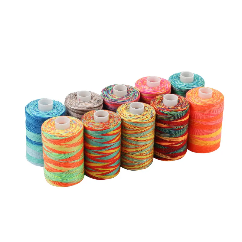 Embroidery weaving thread 10PC 1000Yards rainbow polyester for needlework machine sewing