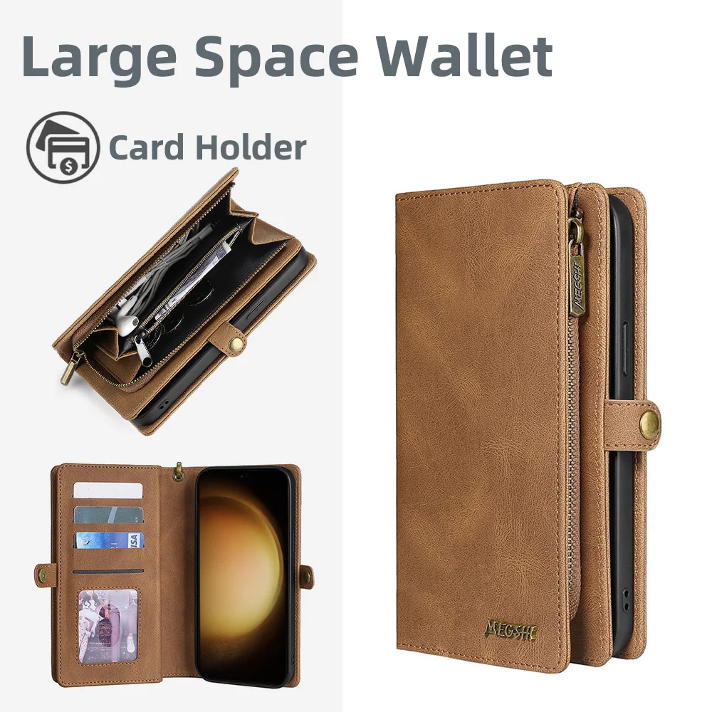 Dual-Function Magnetic Detachable Leather Wallet Case and Flip Purse Cover