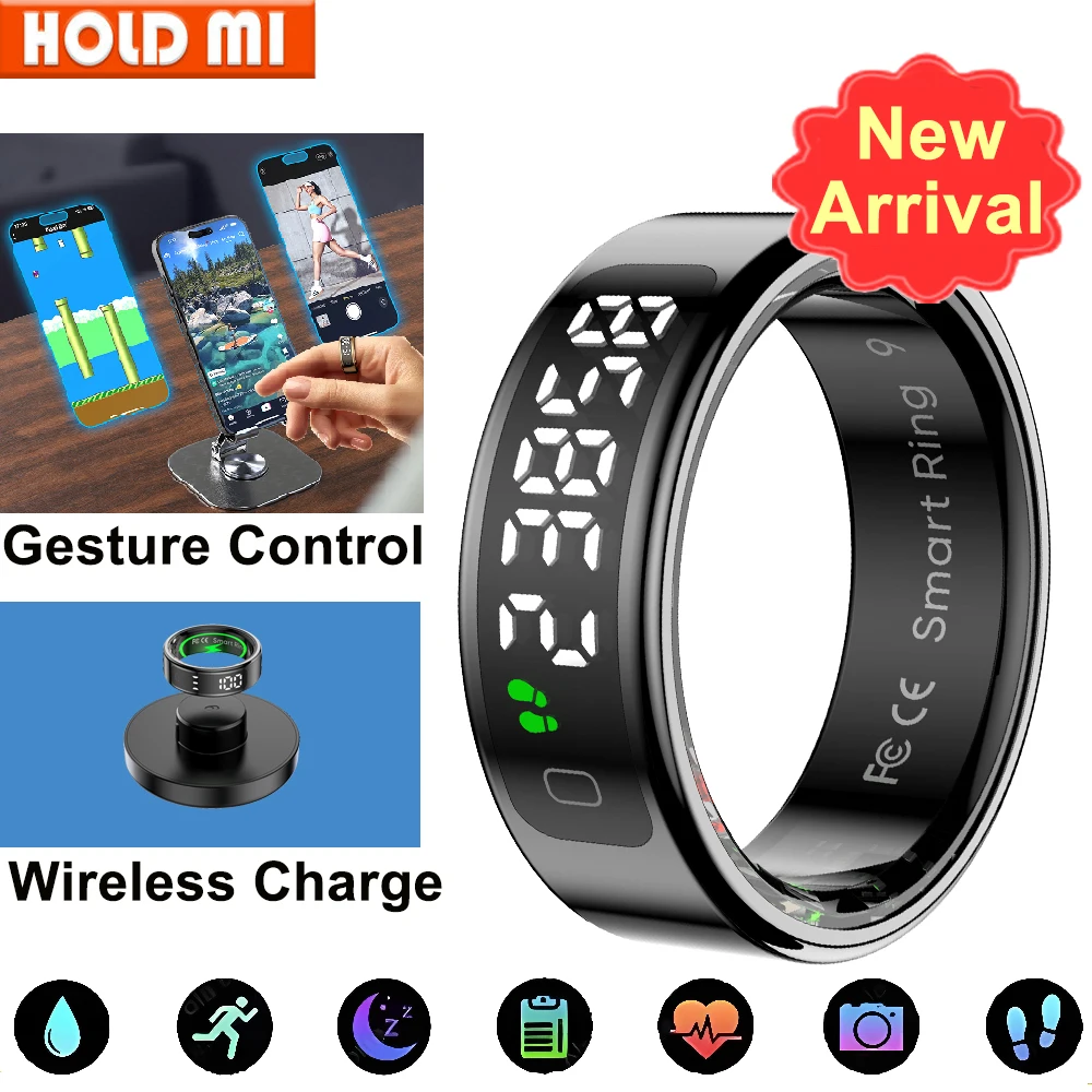 Smart Ring LED Display Screen Heart Rate Blood Oxygen Monitor Smartring Men Women Waterproof Multi Sports Modes Ring For Xiaomi