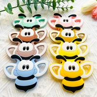 1pcs Cartoon Animal Bee Silicone Teether Baby Rodent Teeth Care DIY Silicone Bead Nipple Chain Chew Toy 1