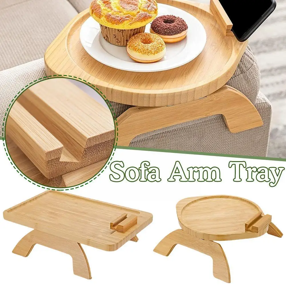 

Sofa Tray Table Sofa Armrest Clip-On Tray Natural Wood Snack Practical can TV be Tray Coffee tablet notebook Mobile placed G9W2