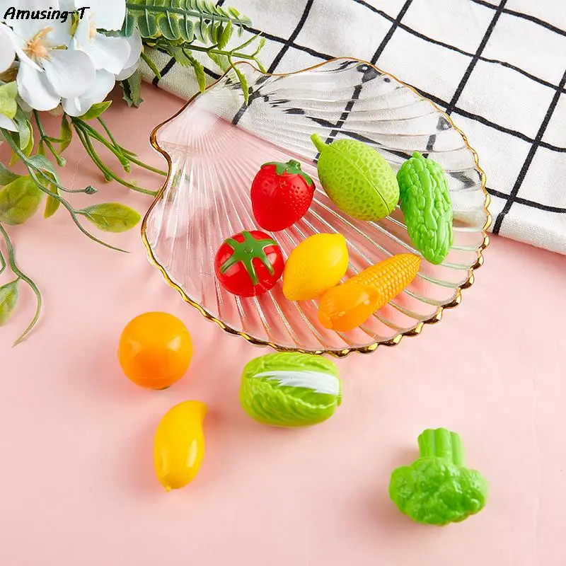 

10pcs Mini Simulation Fruit Vegetables Toy Kids Pretend Play Dollhouse Accessory