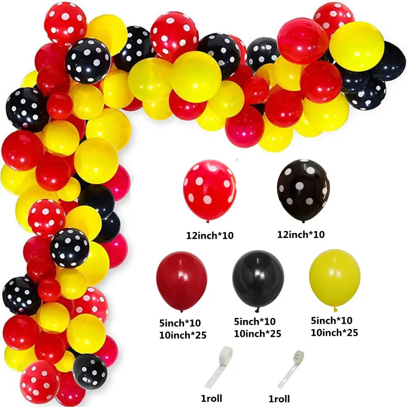 thumbnail image 1 of Kit de arco de guirnalda de globos rojos, negros y amarillos, suministros para fiestas de cumpleaños, baby shower, bodas, confeti, globos de látex, decoraciones DIY, 1 of 4