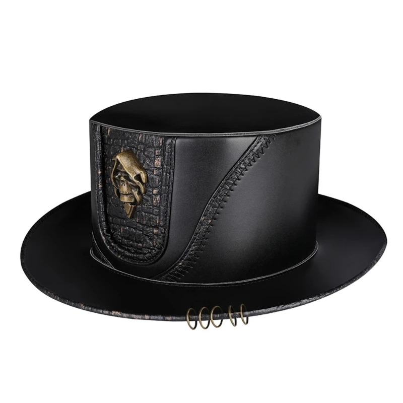 

PU Leathers Top Hat Victorian Hat Men Magician Hat Masquerade Costume Accessory