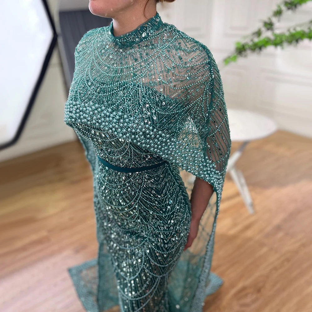 S219e0a1e06f44940a9c33448c953b646I Arabic Nude Mermaid Long Cape Sleeves Luxury Evening Dresses Gowns For Women Wedding Party Mallzona