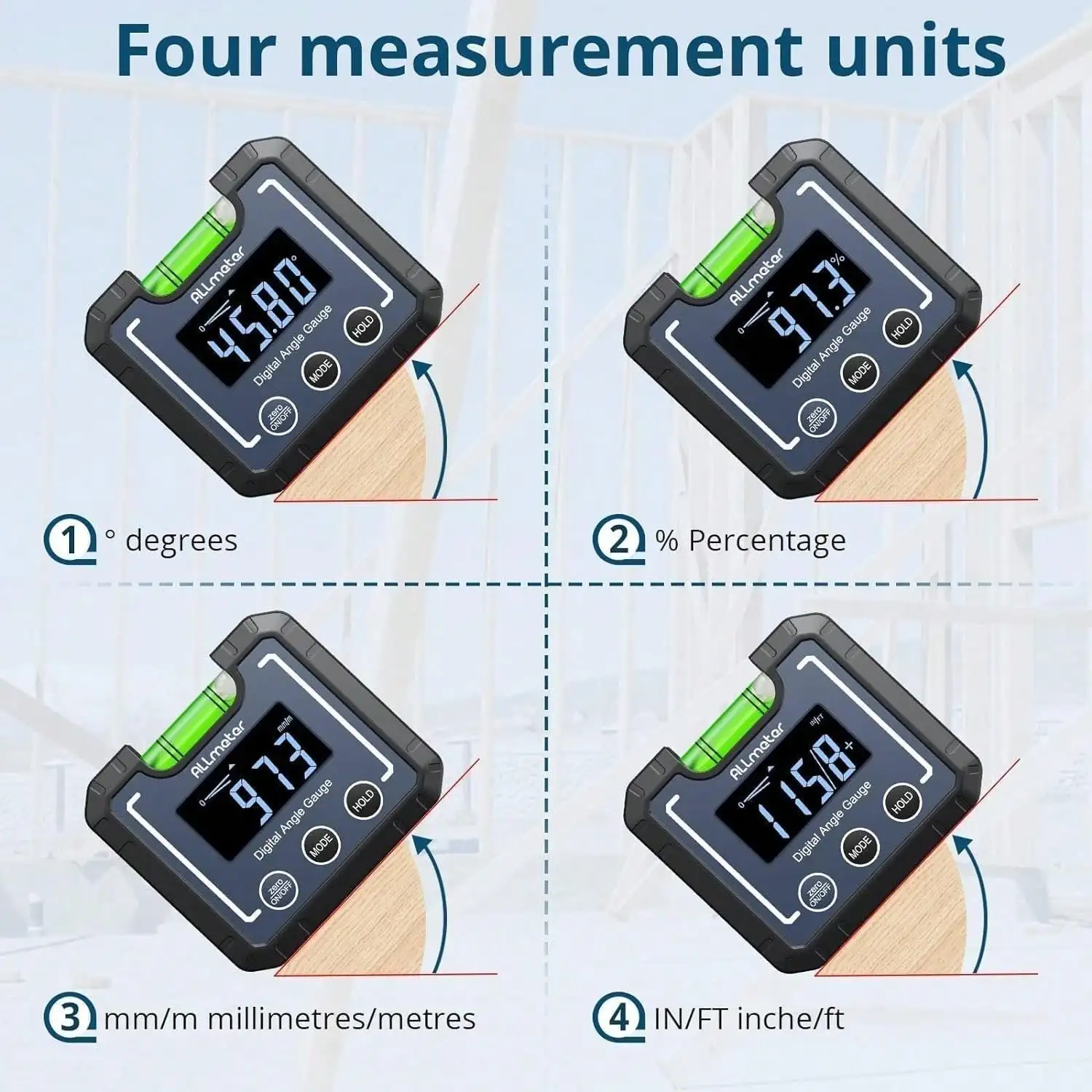 Digital Angle Protractor Level Box with Magnetic Base LCD Display IP52 for Carpentry Construction Masonry