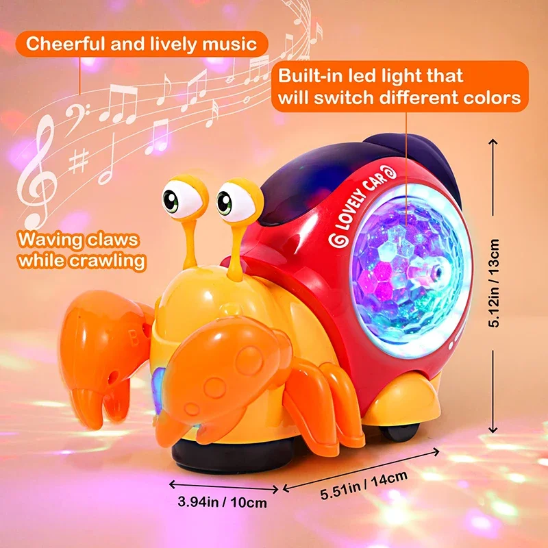 Crawling Crab Baby Toys With Music Light Up Interactive Musical Toys For Baby Dancing Crawling Toys Moving Toddler Toys Kid 0 12 3