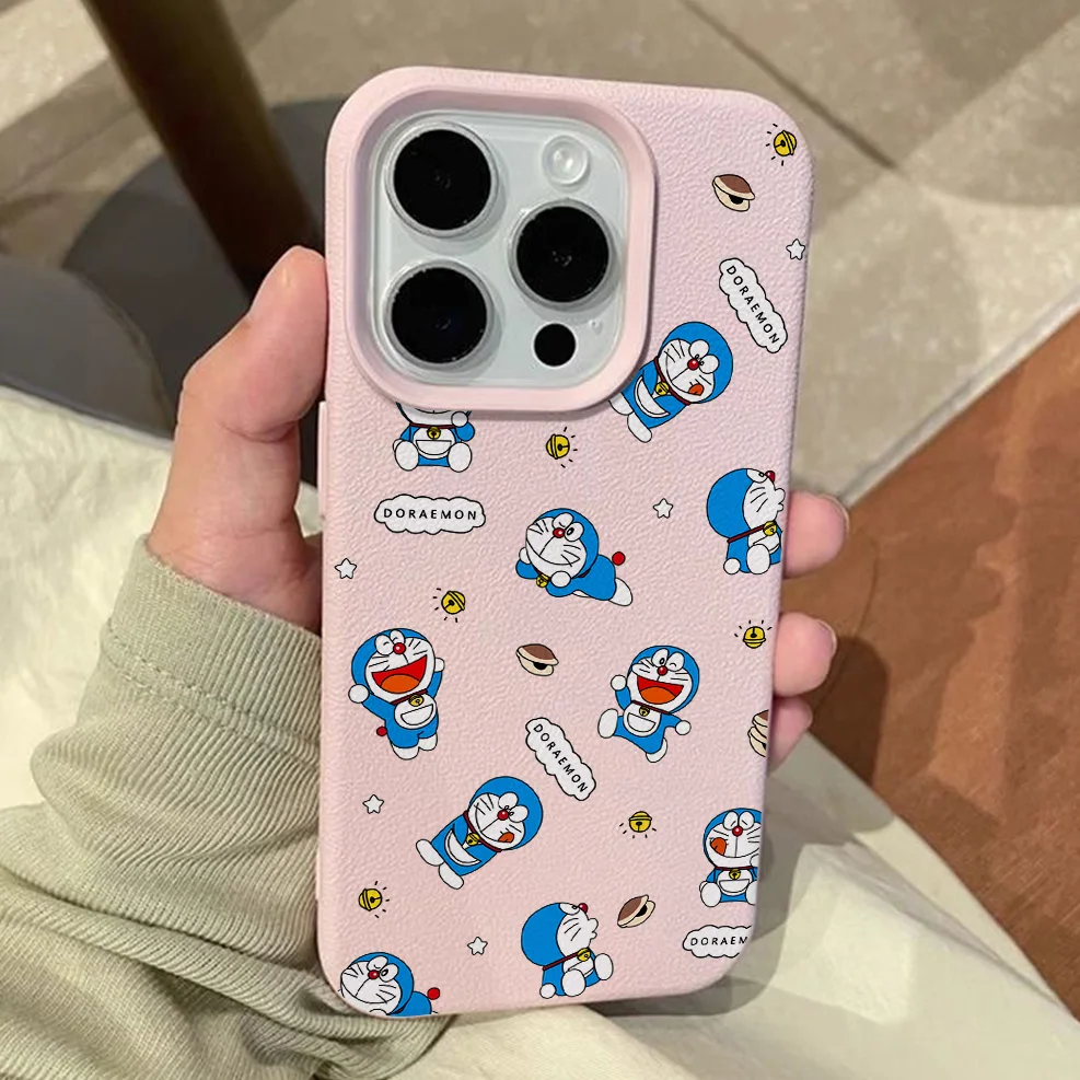 Cartoon D-Doraemon Lichee Leather Pattern Shockproof Phone Case