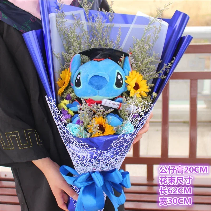 Милые плюшевые игрушки Kawaii Stitch And Lovely Lilo Kt Micky Kuromi с выпускной шапкой для выпускного вечера милые подарки мягкие игрушки-куклы с животными