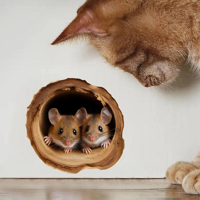Mouse in Hole Wall Sticker Water-proof