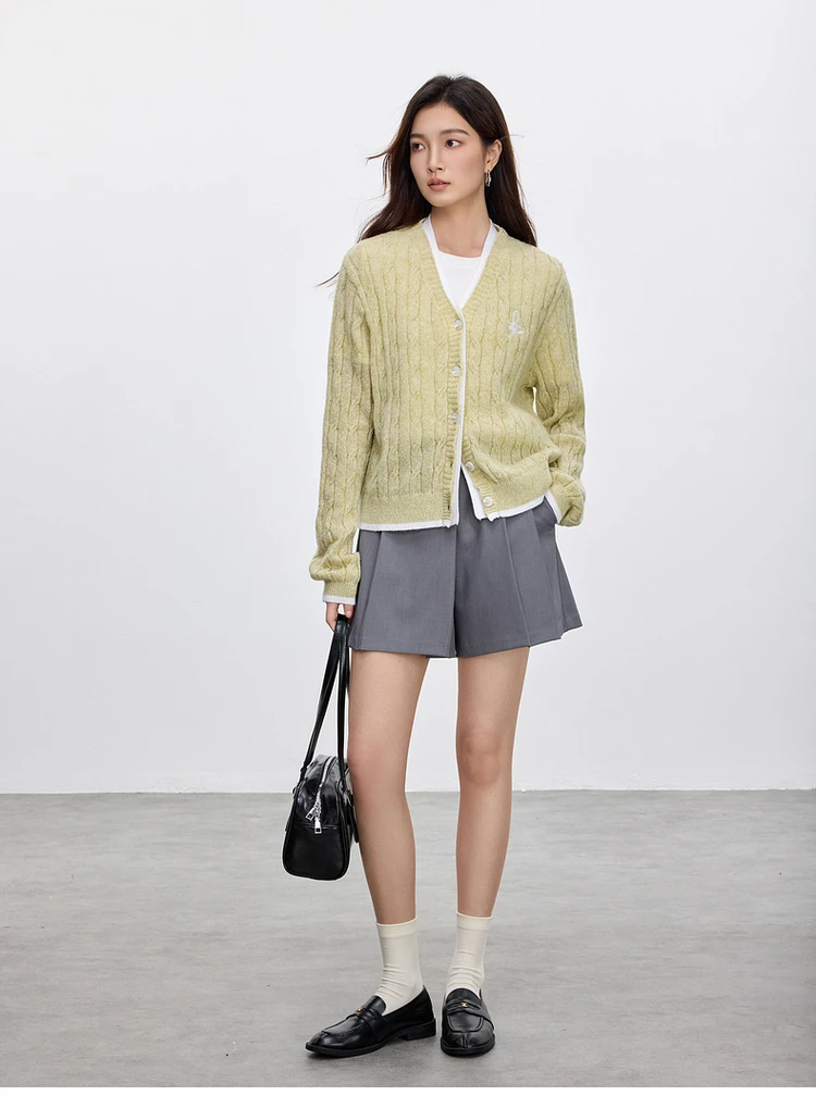 SENTUBILA Double Layered Cardigan for Women 2025 Spring Commute Patchwork Casual Loose Embroidery Fashion Knitwear W51H58878 6