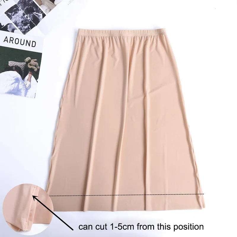 Sexy Lace Underskirt Half Slips Women Summer Plus Size Elastic Waist Inner  Petticoat Skirt Safety Underskirt Lining Slips 60CM