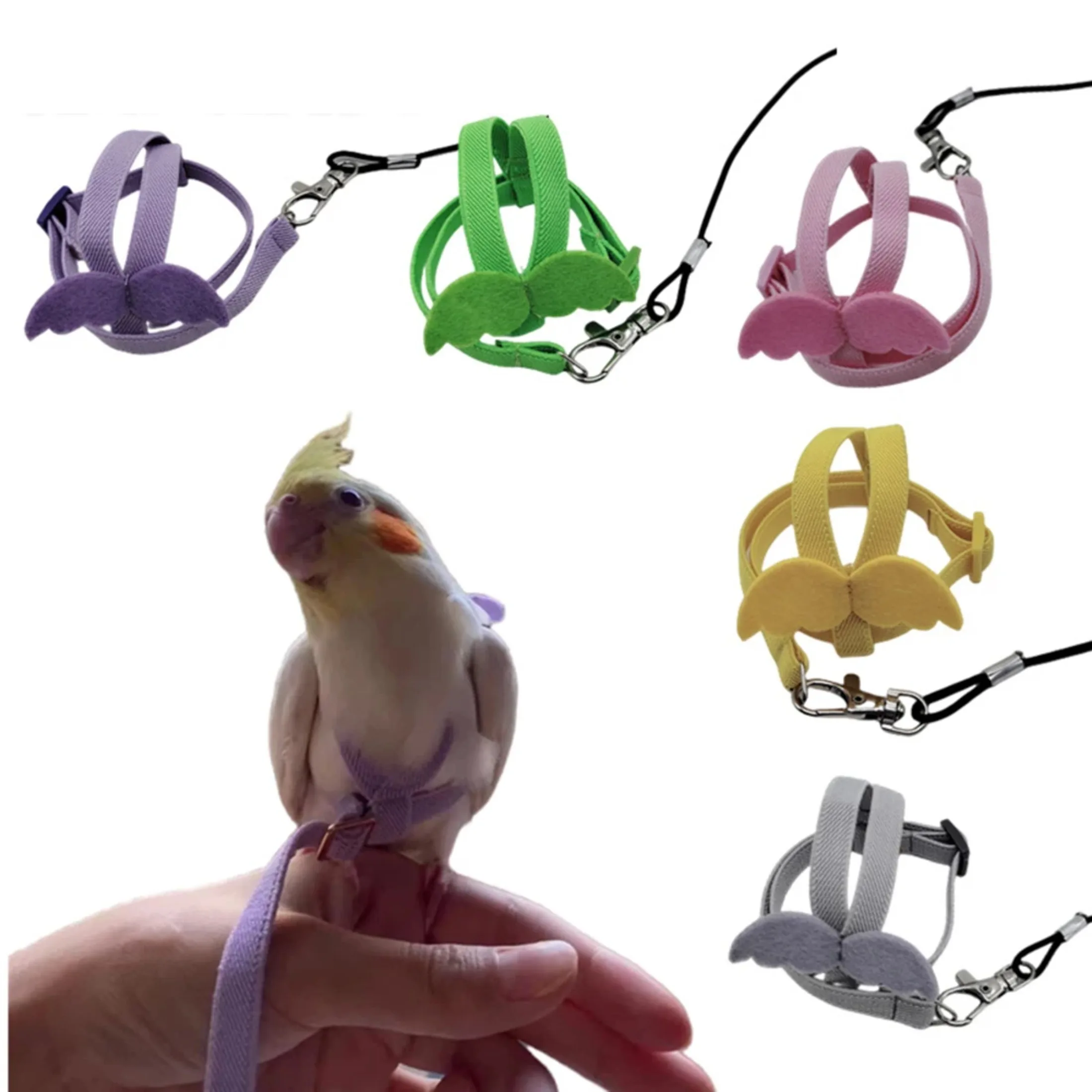 

Parrot Bird Flying Traction Rope Bird Harness Leash Adjustable Ultra-light with Comfortable Handle Flying Traction Straps Band