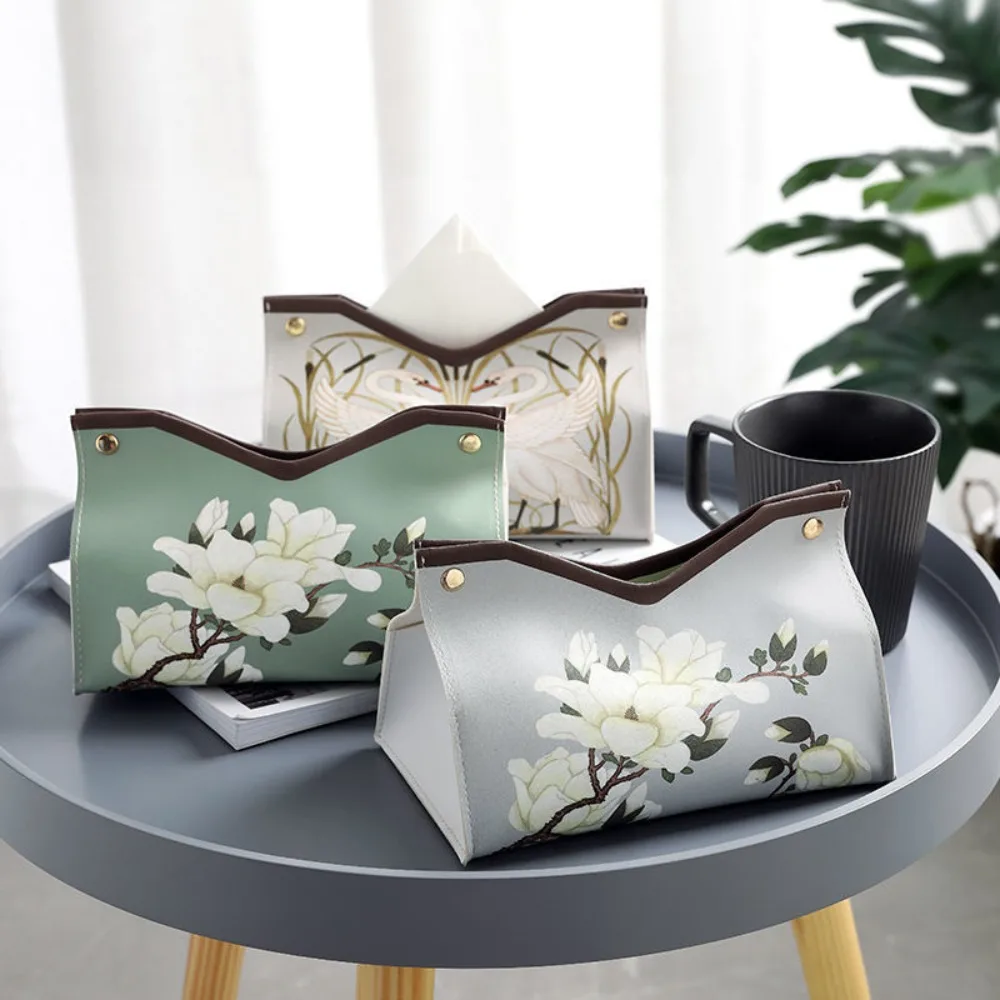 Creative Chinese Tissue Box Waterproof Home Living Room Paper Drawer Floral Paint Tissue Box Easy to Clean Printing Storage Box 3