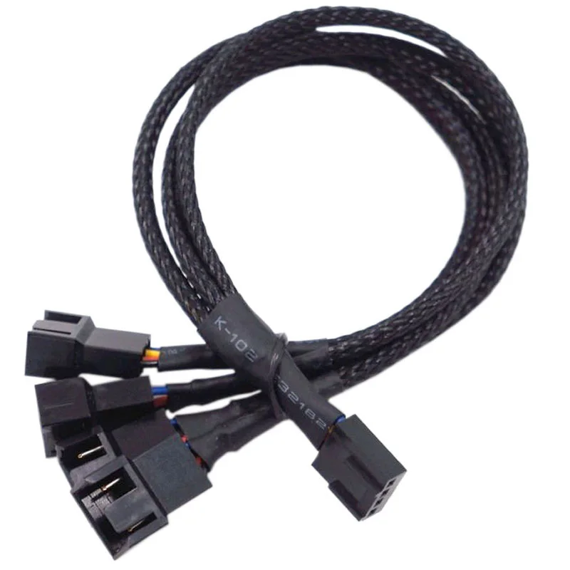 

27CM 4 Pin PWM Female 1Ports To 4 Ports 3/4 Pin PWM Adapter Cable For PC Computer CPU Case Fan Sleeved Power Cable Splitte