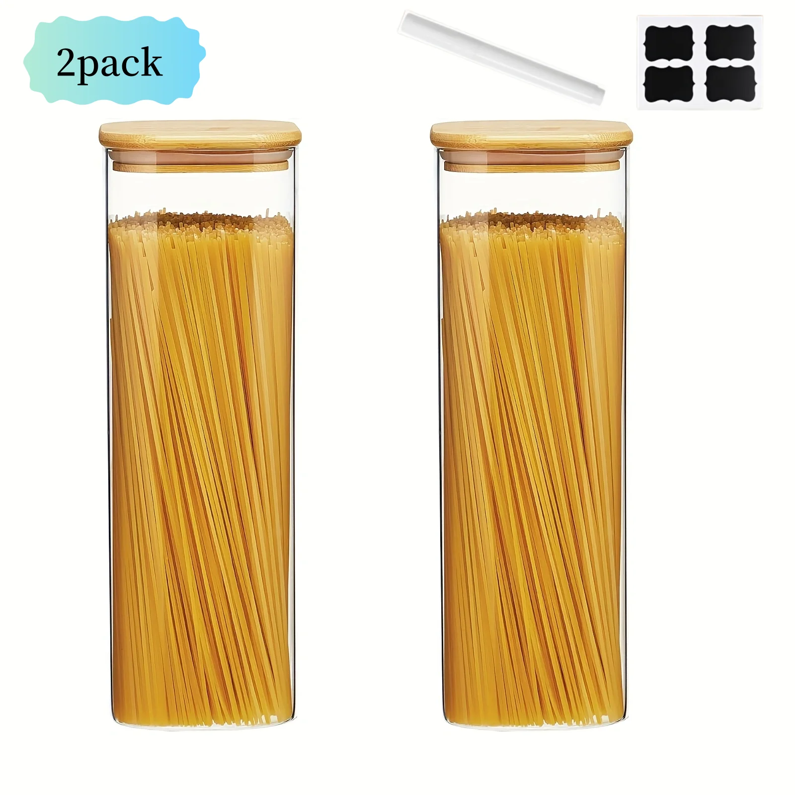 2/4-חבילה צנצנות זכוכית מרובעות בנפח 1450 מיליליטר, צנצנות אחסון זכוכית עם מכסיים, צנצנות פסטה עם פה רחב, צנצנות אחסון למטבח, לפסטה, דגנים, שומנים, סוכר, עוגיות, אחסון פולי, סט צנצנות זכוכית אטומות לאוויר, ארגון ואחסון למטבח