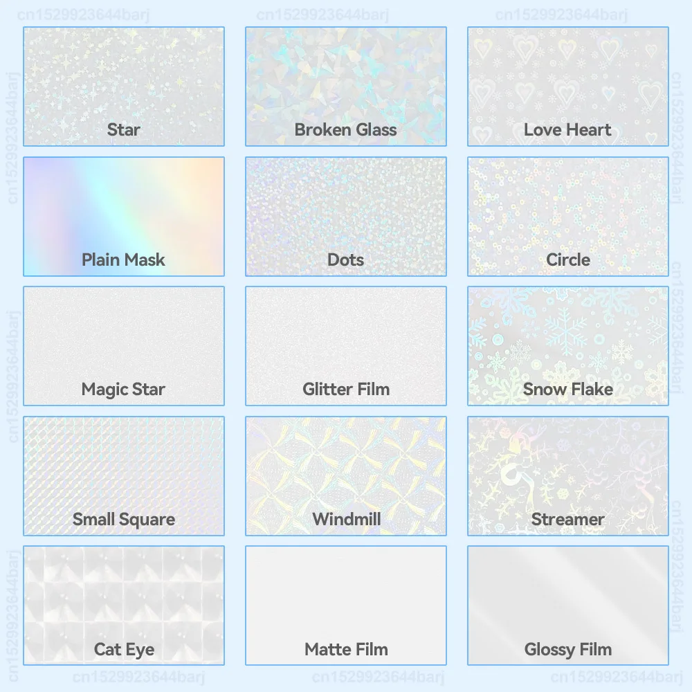 30Sheets Cold Laminating Flim A4 Waterproof Self-adhesive Paper film Broken Glass Stars DIY Package Card Photo Holographic Film 2
