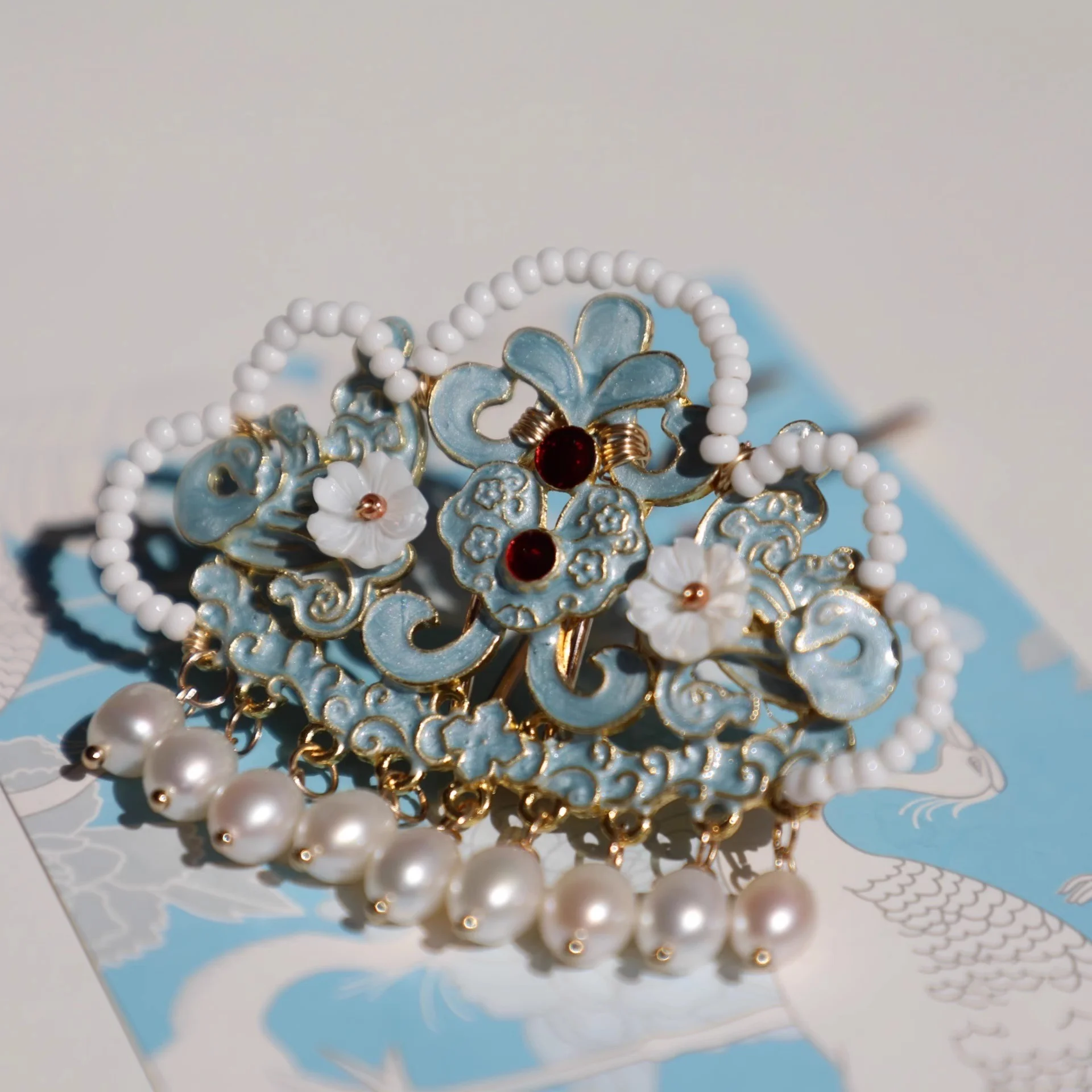 Blaue Perlen Haarkrone Und Entenschnabelclip Kopfschmuck_voghion.com