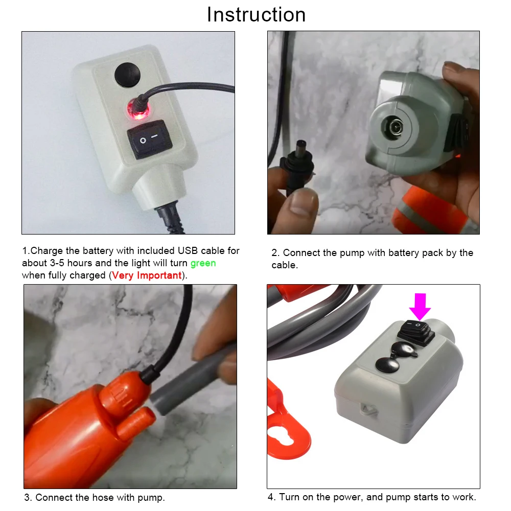 Pompe de douche électrique portable IPX7 étanche et alimentée par
