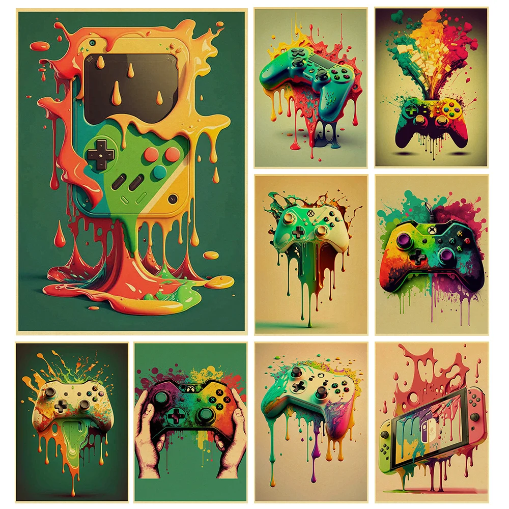 Retro Gaming Canvas Paintings Console Gameboy Poster Kraft Paper Print