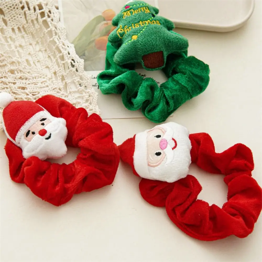 

Winter Christmas Scrunchies Soft Cartoon Cute Hair Ring Santa Claus Plush Santa Claus Girl