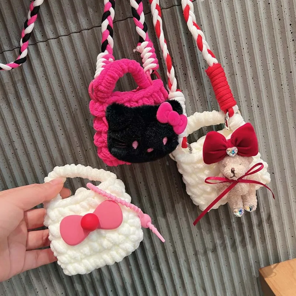 

Kawaii Cute Cartoon Teddy Bear Hello Kitty Anti-fall Headphone Bag Mini - Change Purse Schoolgirl Decoration Couple Holiday Gift
