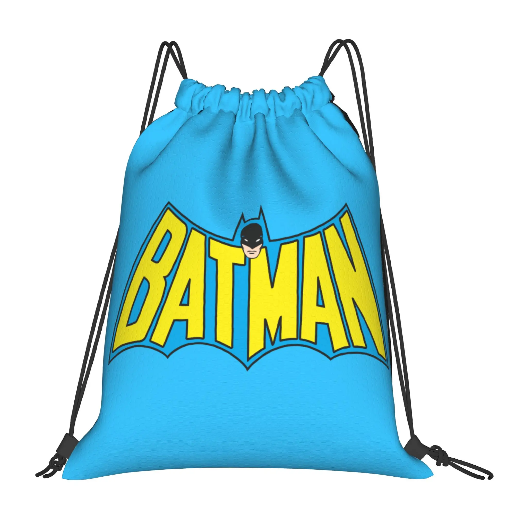 Iconic Batman Logo Drawstring Backpack - Water-Resistant Gym and Travel Sackpack