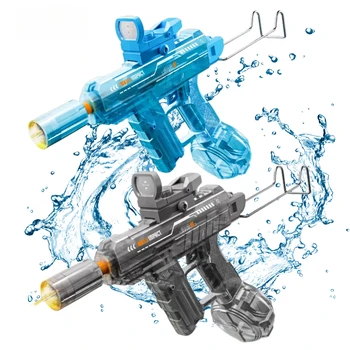 UZI Electric Water Gun with Light Up Toys for Kids Summer Outdoor Shooting Game Toy Powerful Children Automatic Water Squirt Gun
