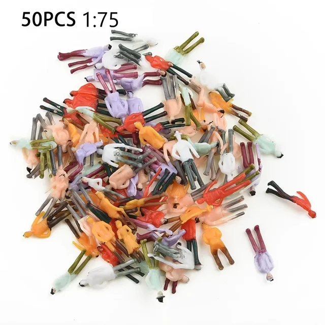 Figurines de personnes en plastique à échelle 1:75, 50 pièces, modèles de scènes peintes, construction de passagers, jouets de pose multicolores, bricolage rick mixte 3