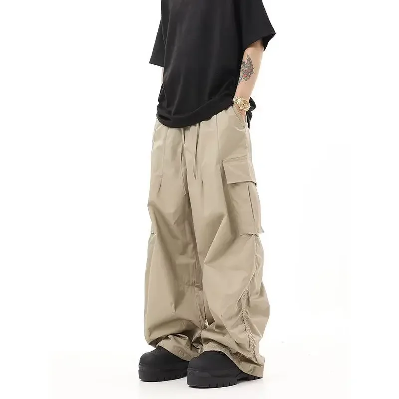 

Retro Hip-hop Loose Cargo Pants Men and Women New American Wide-legged Trailing Paratrooper Casual Pants Streetwear Joggers Men