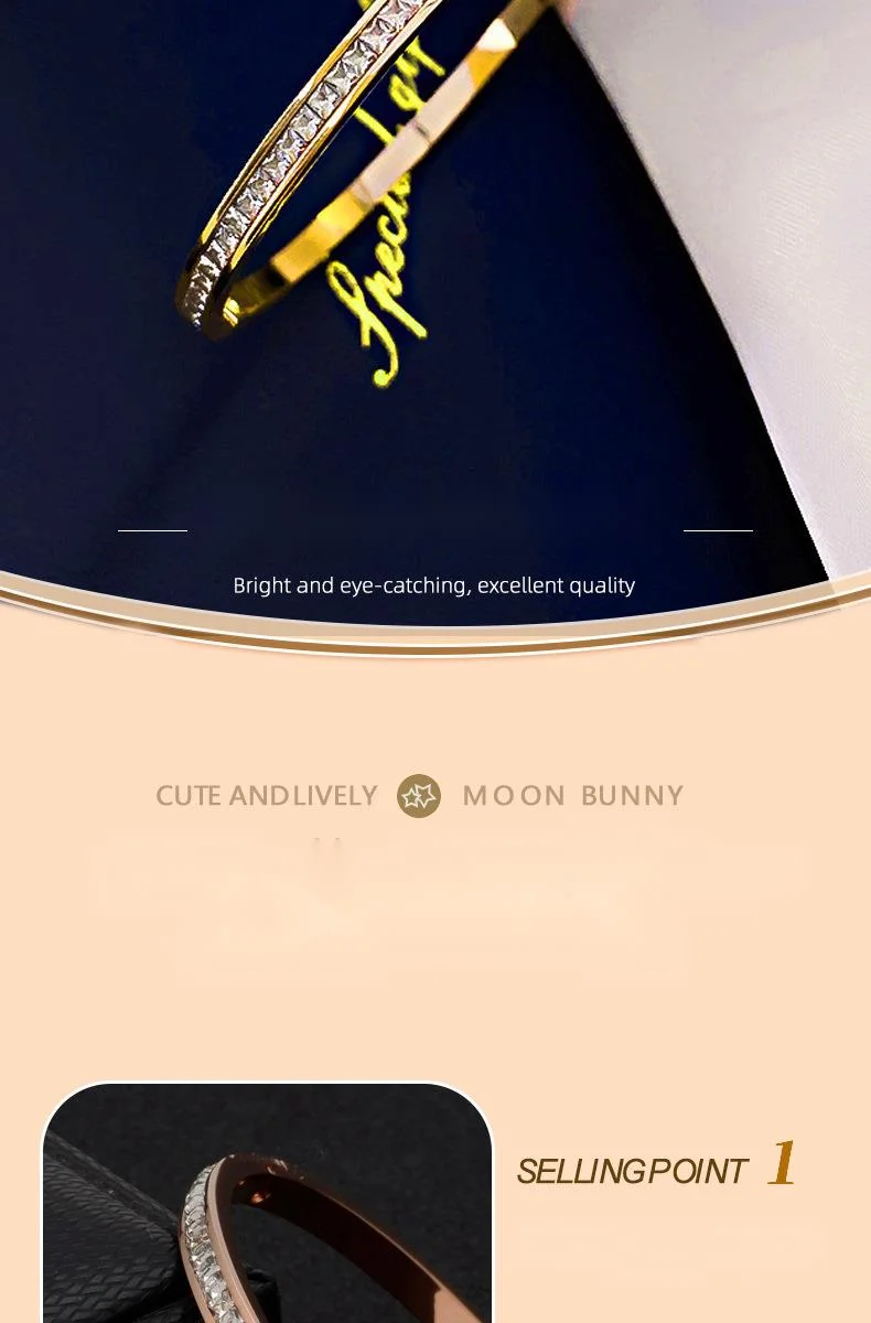 Round Diamond Inlaid Titanium Steel High-end Feel Ins Niche Design, Simple And Cool Style Bracelet_voghion.com