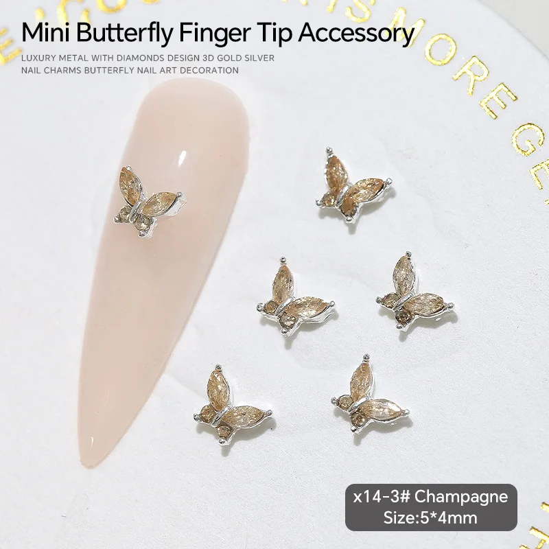 Butterfly and Heart Nail Art Rhinestone Glitter Set - 5 Piece Manicure Decorations Collection