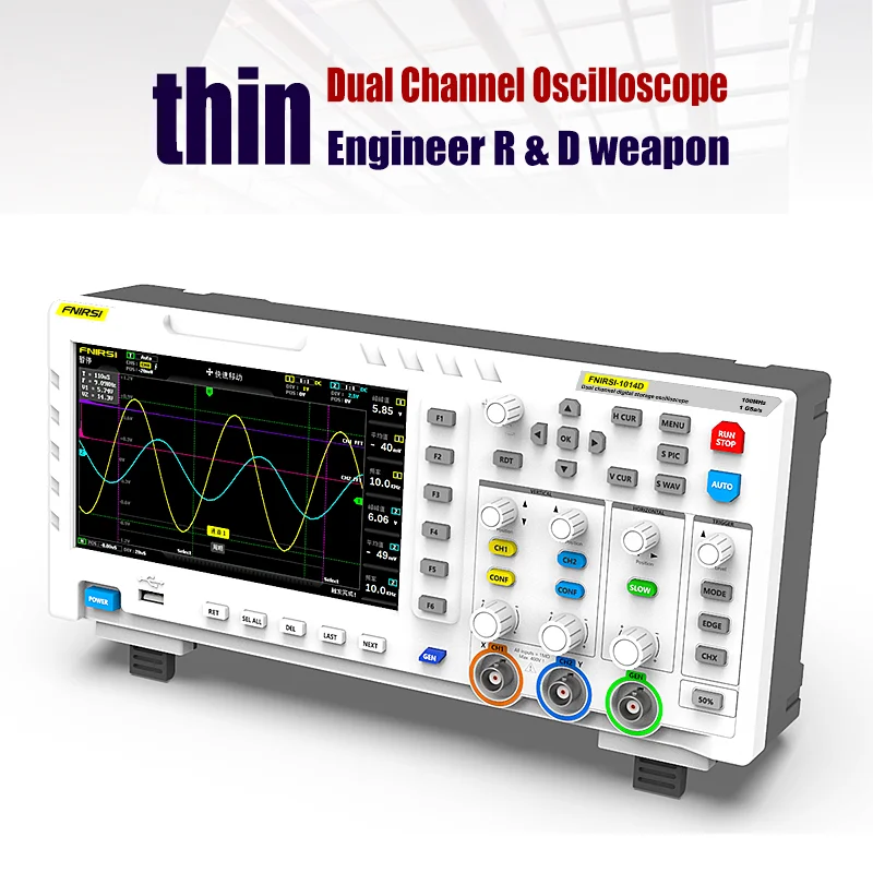 Digital Oscilloscope FNIRSI-1014D Digital Oscilloscope 2 In 1 Dual Channel Input Signal Generator 100MHz* 2 Bandwidth 1GSa/s Sampling Rate TFT LCD