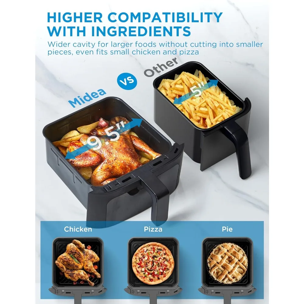 Air Fryer, Dual Basket Air Fryer Oven, 11 Quart 8 in 1 Functions, Wi-Fi Connectivity, 50+ App Recipes, Black, Air Fryer 4