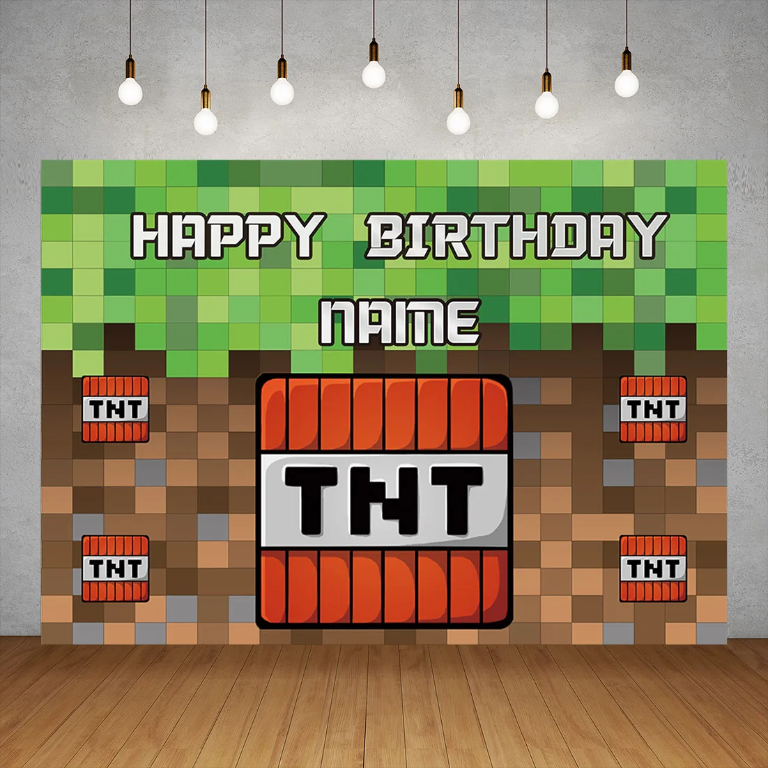 Custom Name Photophone Backdrops Pixel Game Themed Birthday Banner Photo Background Children Baby Boy Party Decor Photocall