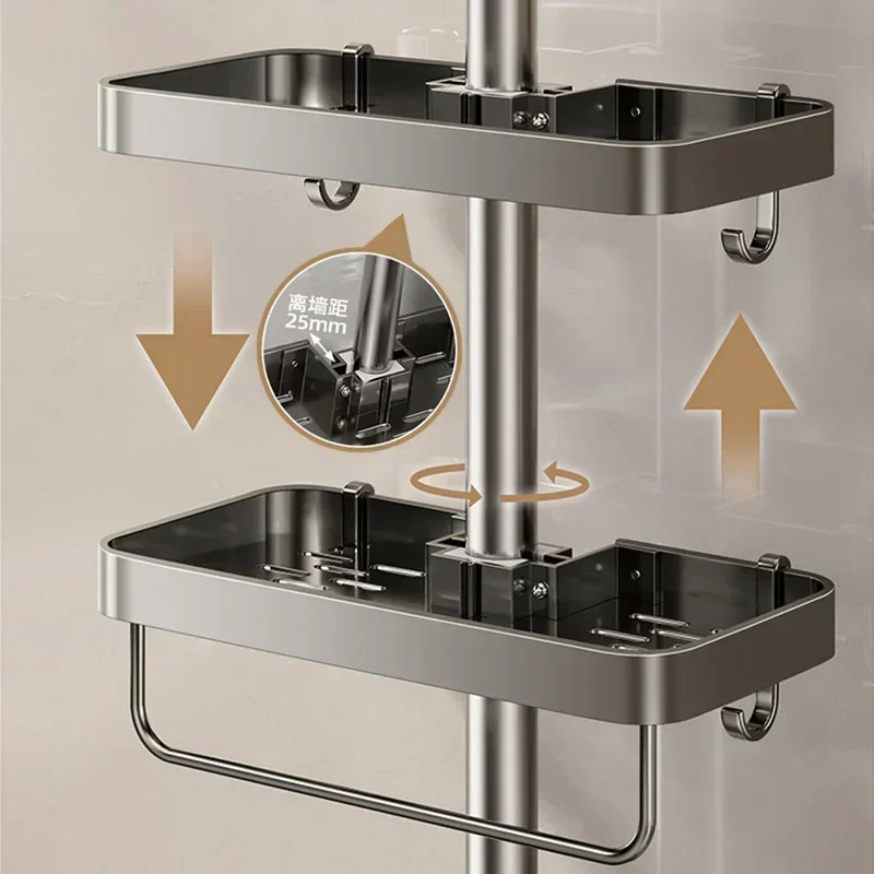 Bathroom Shower Head Holder Wall Mounted No Drilling Required Shampoo Organizer Rack Integrated Design Storage Shelf 6