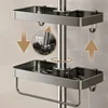 Bathroom Shower Head Holder Wall Mounted No Drilling Required Shampoo Organizer Rack Integrated Design Storage Shelf 6
