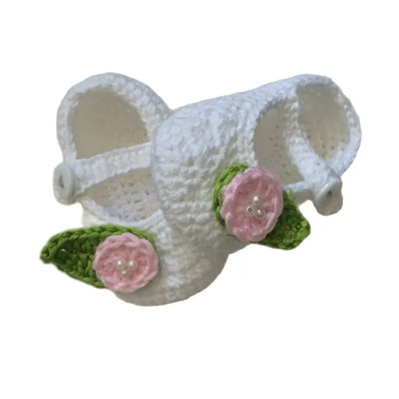 QYFLYXUEQYFLYXUE- Crochet Baby shoes Summer baby newborn infant shoes Green and white knit crochet photo prop